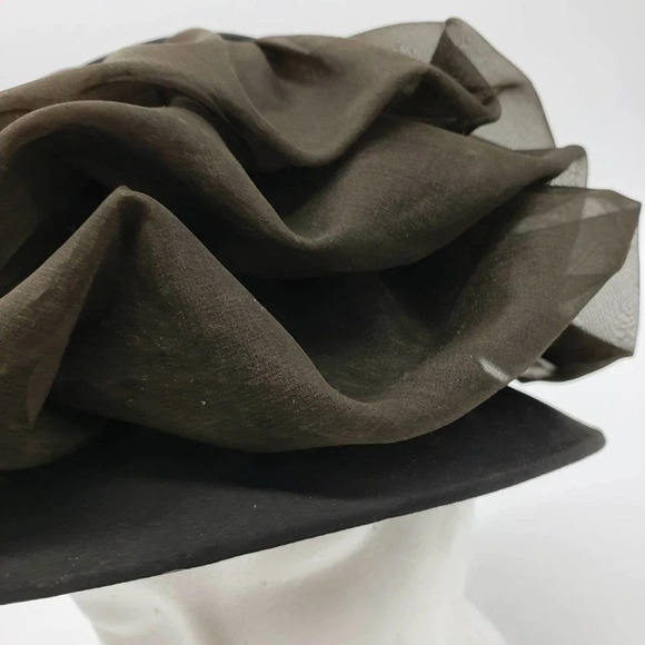 Vintage Mushroom Hat | Black Layered Ruffles - Picture 3 of 6
